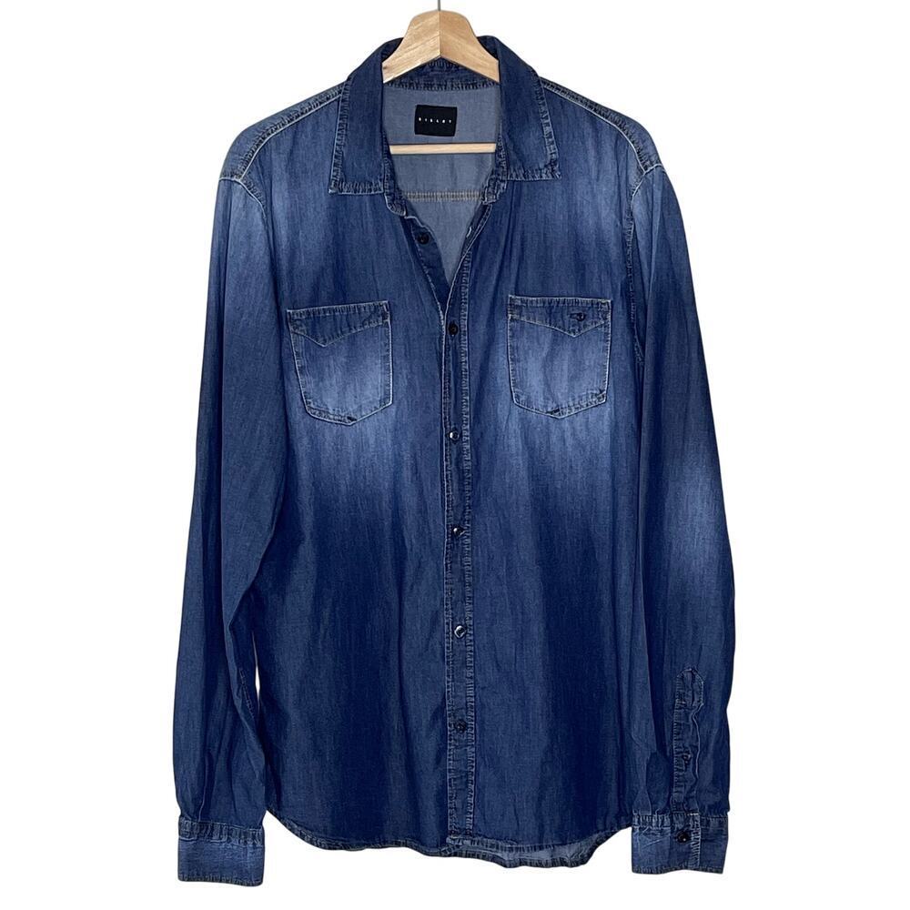 SISLEY  LONG‎ SLEEVE  MEN'S DENIM SHIRT SIZE XXL